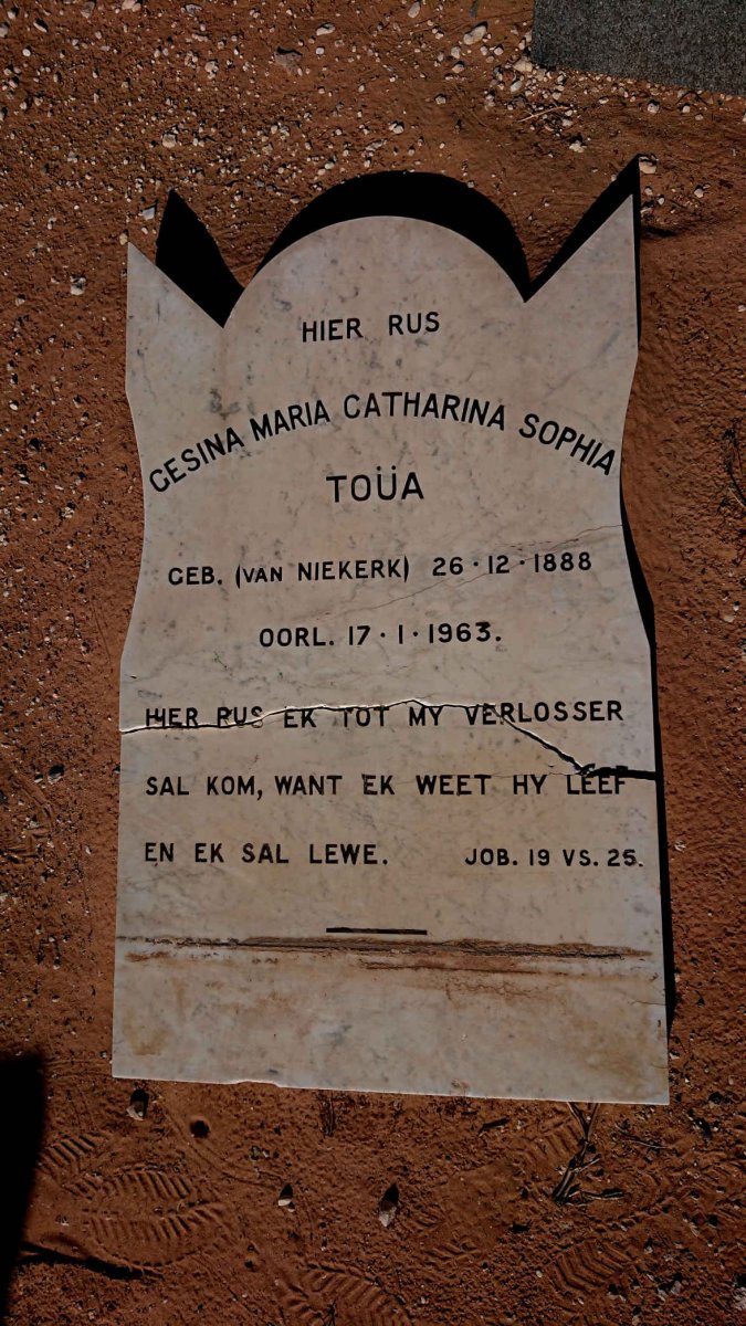 TOUA Gesina Maria Catharina Sophia nee VAN NIEKERK 1888-1963