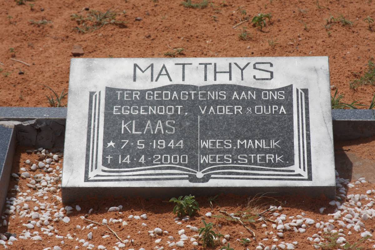 MATTHYS Klaas 1944-2000