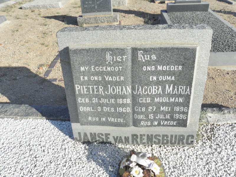 RENSBURG Pieter Johan, Janse van 1888-1960 &amp; Johanna Maria MOOLMAN 1896-1996
