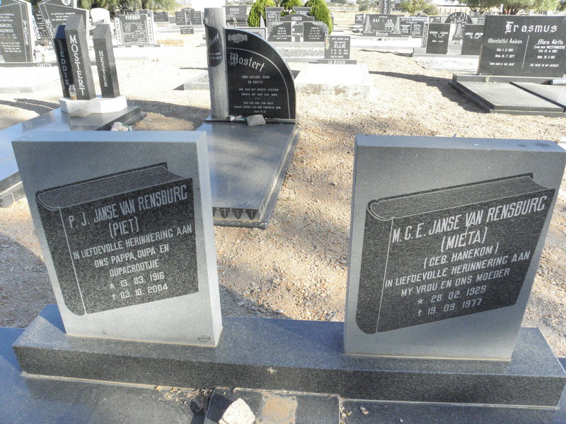 RENSBURG P.J., Janse van 1916-2004 &amp; M.C.E. HANEKOM 1929-1977