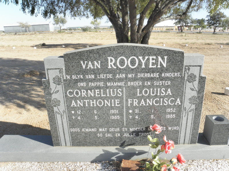 ROOYEN Cornelius Anthonie, van 1951-1985 &amp; Louisa Francisca 1952-1985
