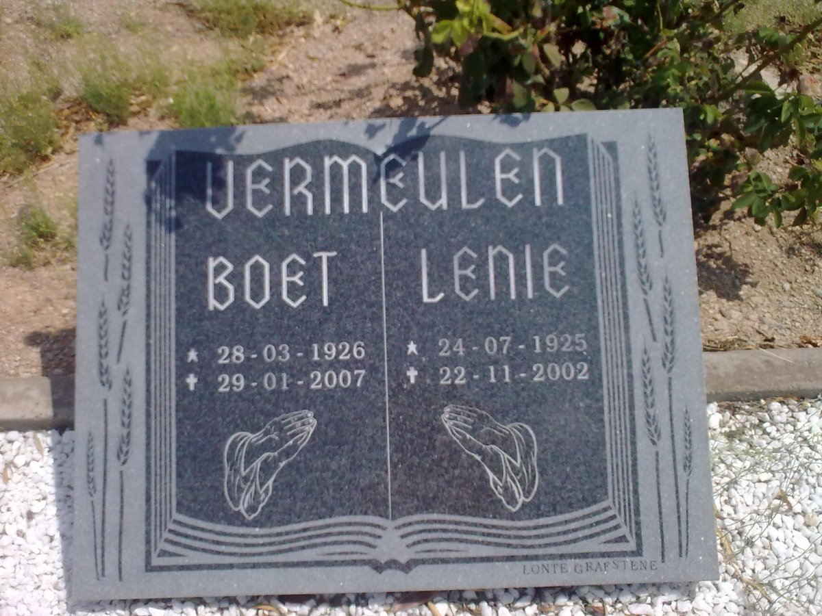 VERMEULEN Boet 1926-2007 &amp; Lenie 1925-2002