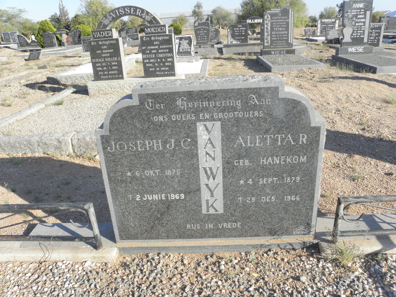 WYK Joseph J.C., van 1875-1969 &amp; Aletta R. HANEKOM 1879-1966