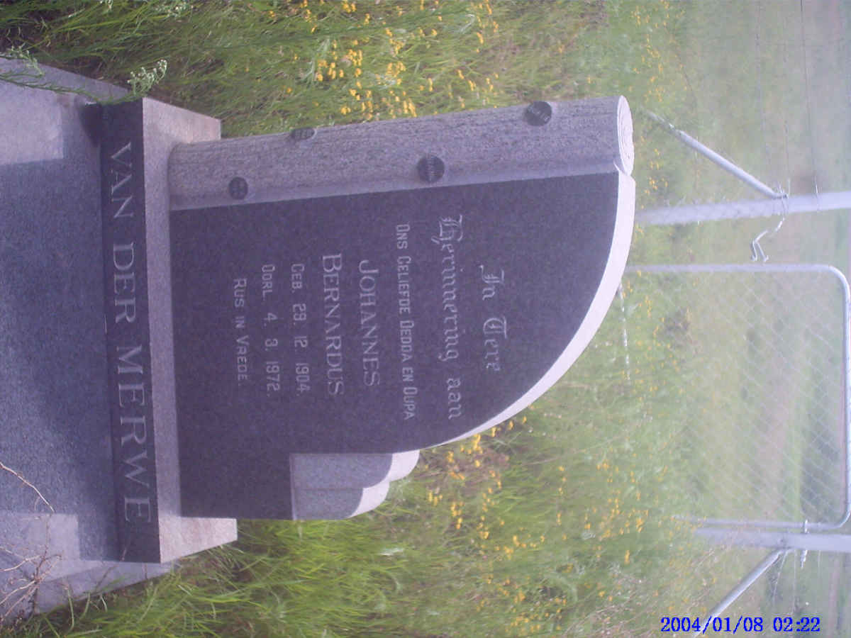 MERWE Johannes Bernardus, van der 1904-1972