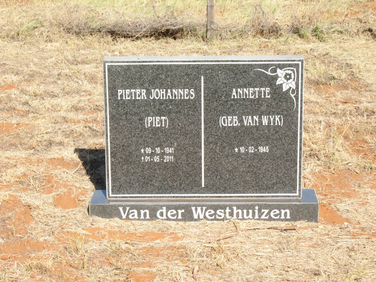 WESTHUIZEN Pieter Johannes, van der 1941-2011 &amp; Anette VAN WYK 1945-