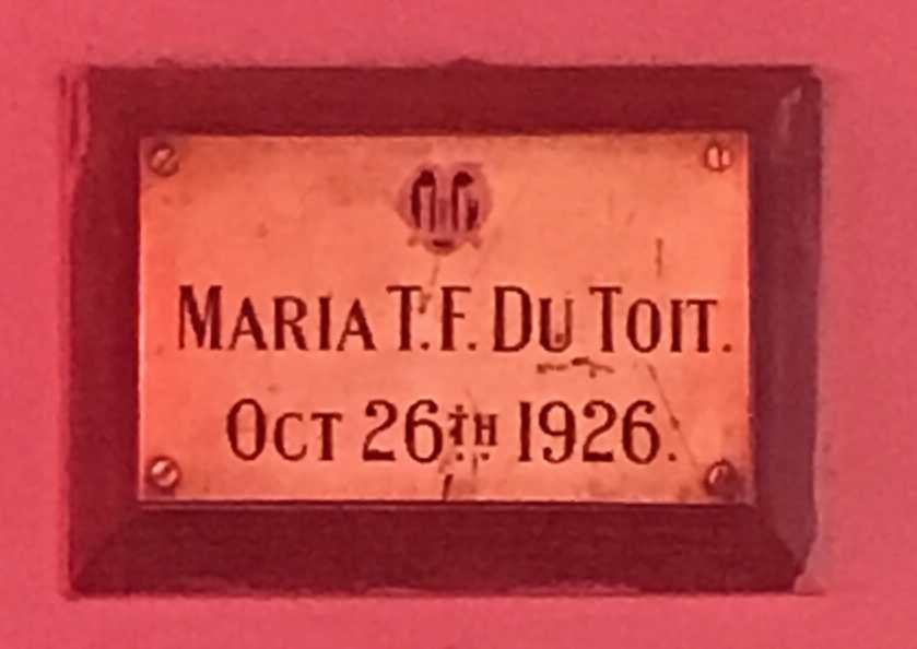 TOIT Maria T.F., du -1926