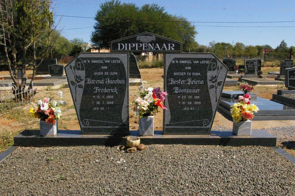 DIPPENAAR Barend Jacobus Frederick 1908-1989 &amp; Hester Helena BOONZAAIER 1916-1988