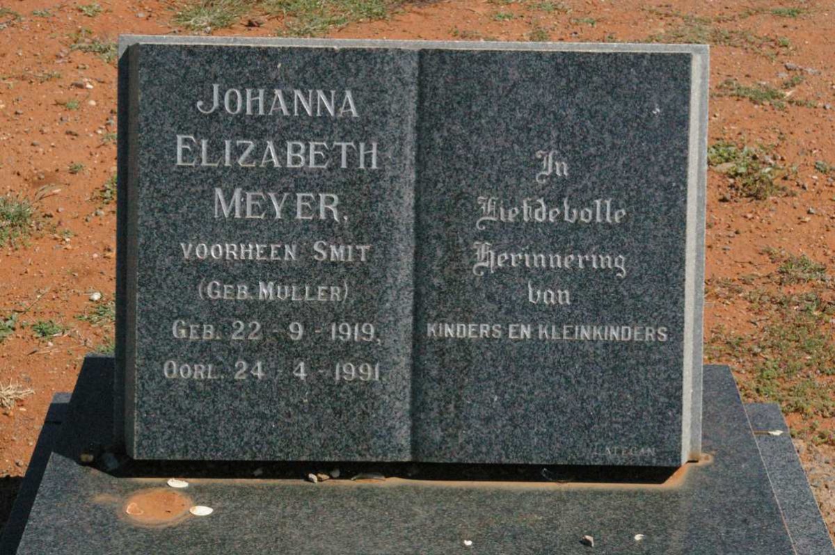MEYER Johanna Elizabeth voorheen SMIT nee MULLER 1919-1991