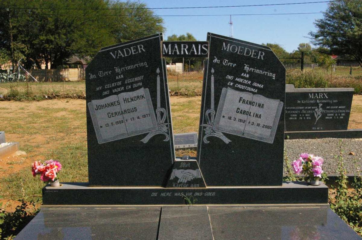 MARAIS Johannes Hendrik Gerhardus 1909-1977 &amp; Francina Carolina 1912-2000 :: MARAIS Coenraad Hendrik v. Wyk 1946-2000