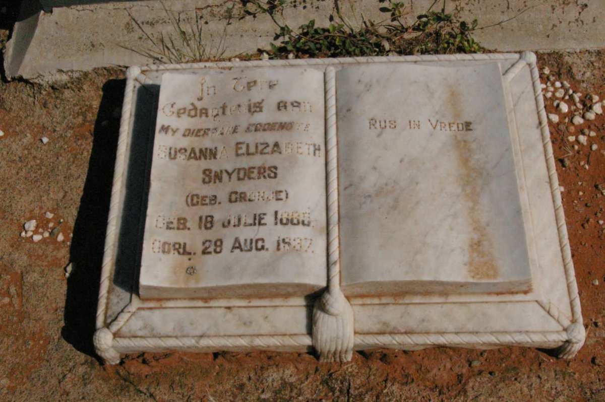 SNYDERS Susanna Elizabeth nee CRONJE 1888-1937