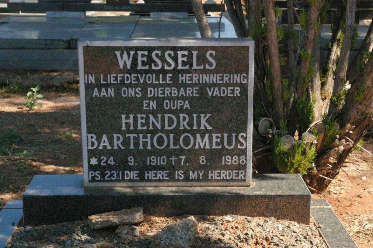 WESSELS Hendrik Bartholomeus 1910-1985