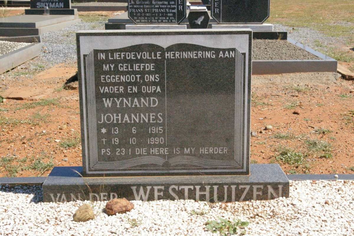 WESTHUIZEN Wynand Johannes, van der 1915-1990