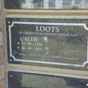 LOOTS Callie 1938-2018