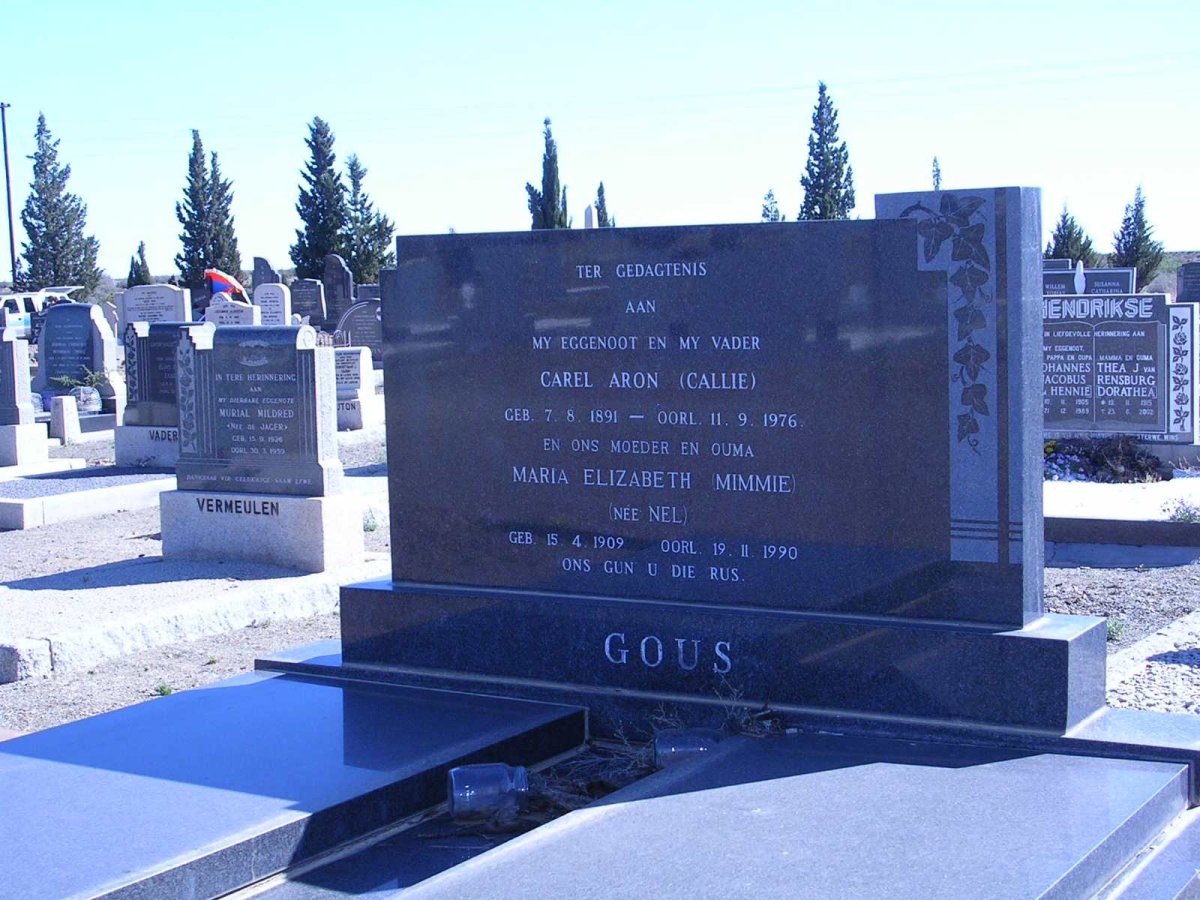 GOUS Carel Aron 1891-1976 &amp; Maria Elizabeth NEL 1909-1990