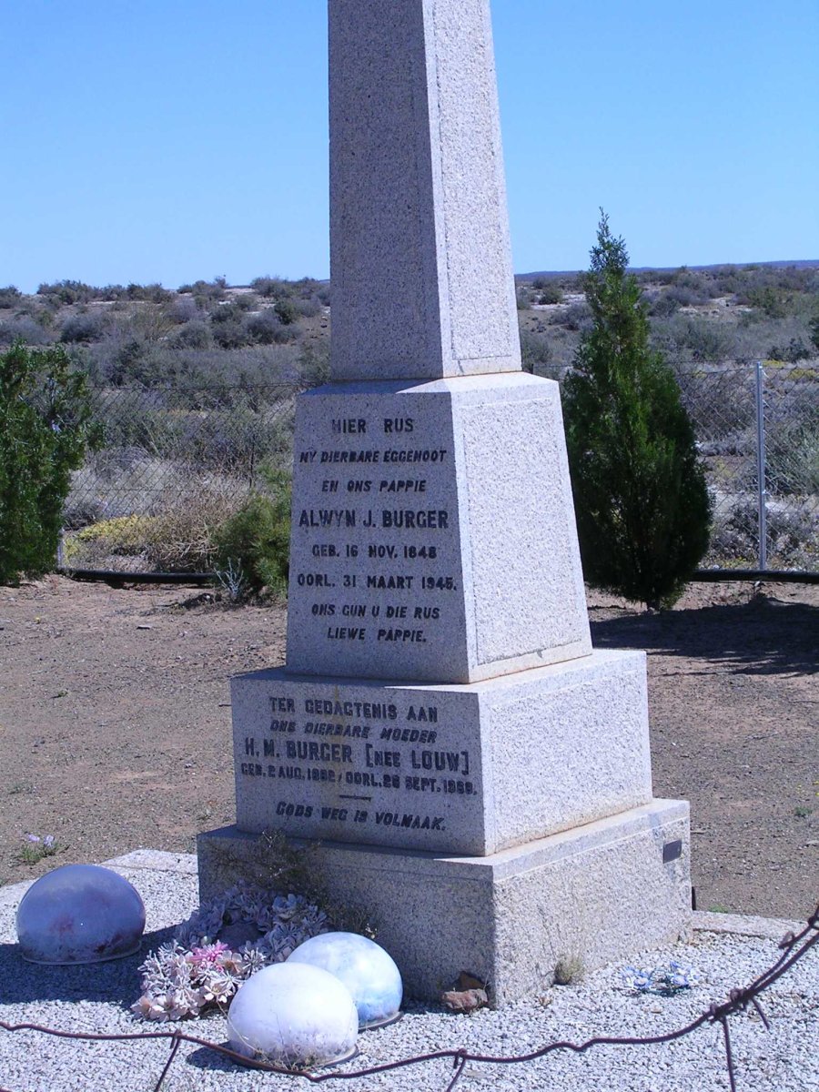 BURGER Alwyn J. 1848-1945 &amp; H.M. LOUW 1882-1968