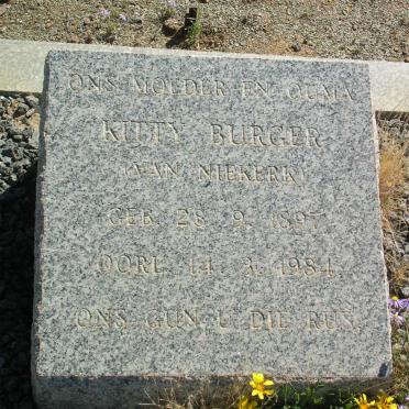 BURGER Kitty nee VAN NIEKERK 1897-1984