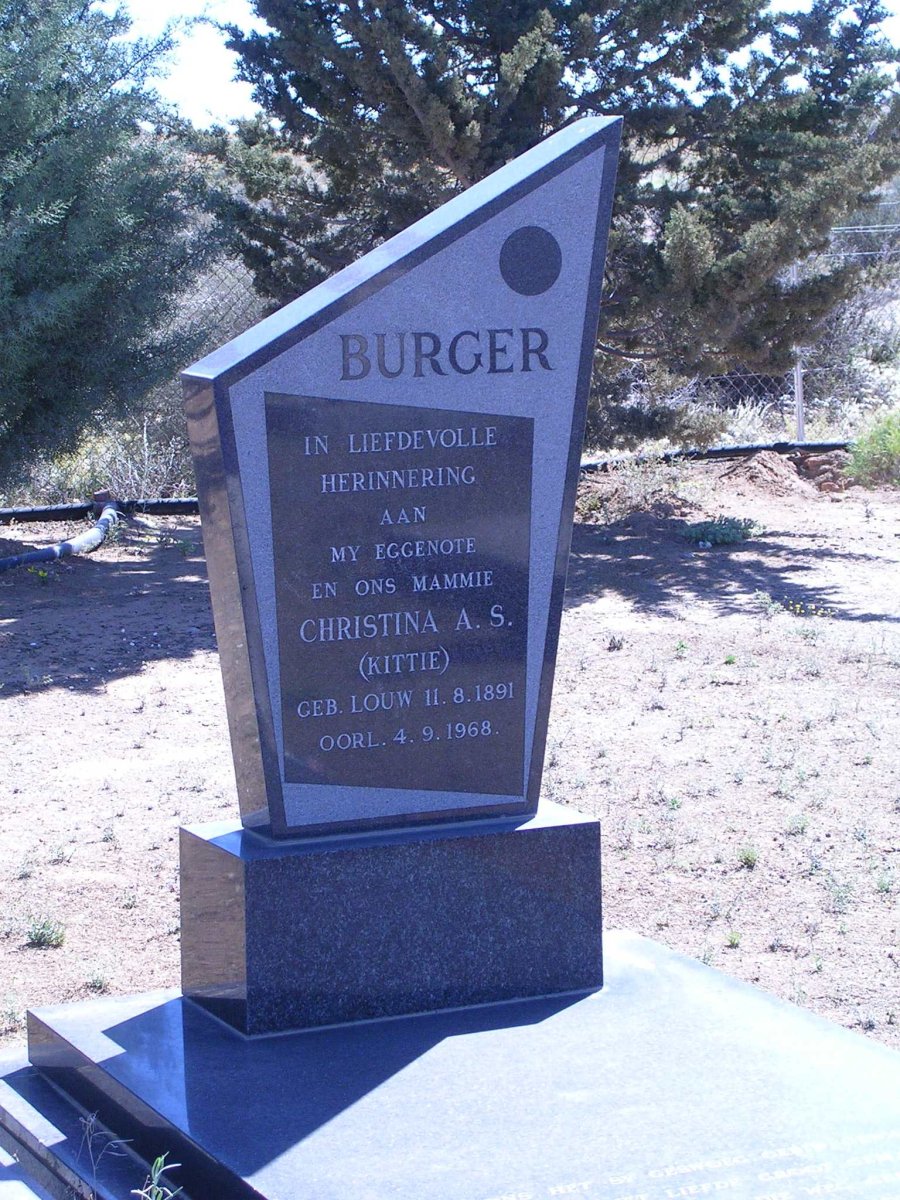 BURGER Christina A.S. nee  LOUW 1891-1968