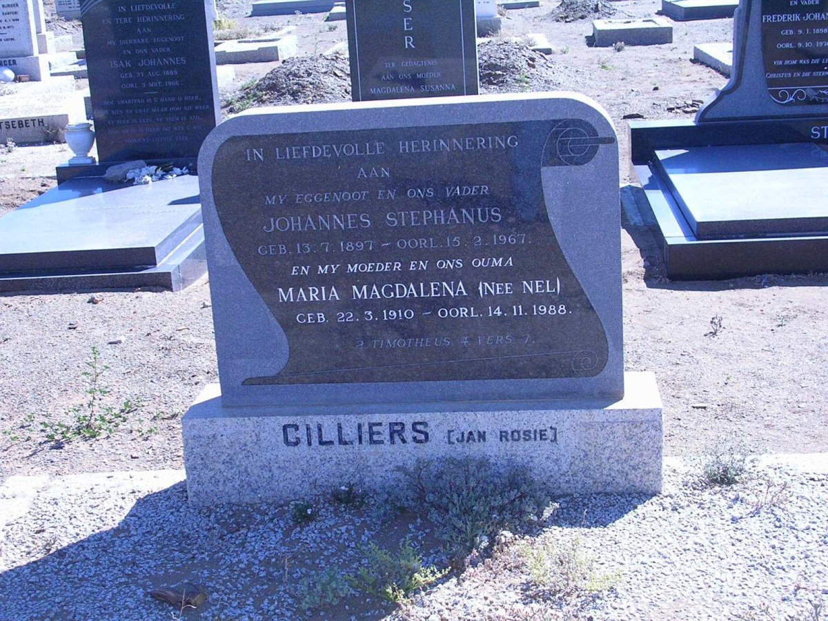 CILLIERS Johannes Stephanus 1897-1967 &amp; Maria Magdalena NEL 1910-1988