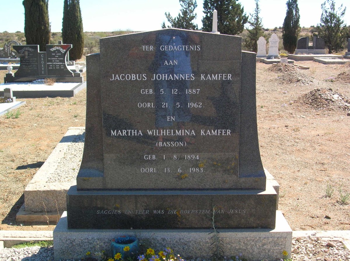 KAMFER Jacobus Johannes 1887-1962 &amp; Martha Wilhelmina BASSON 1894-1983
