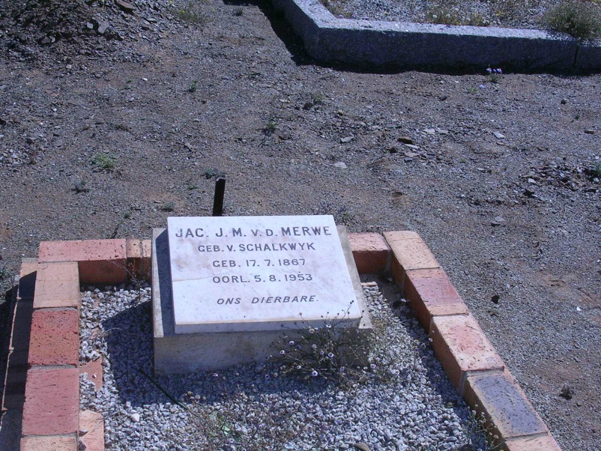 MERWE Jac. J.M., van der nee VAN SCHALKWYK 1867-1953