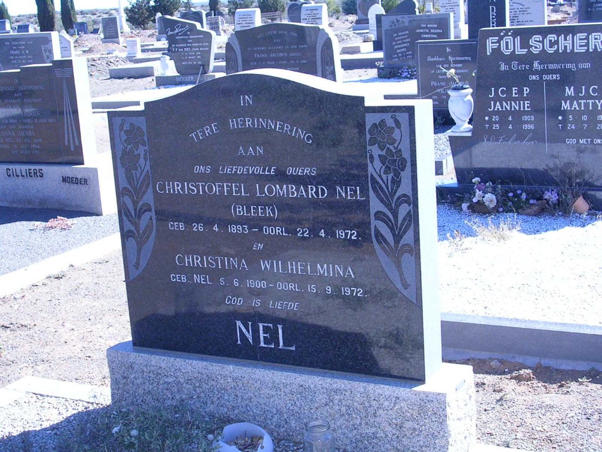 NEL Christoffel Lombard 1893-1972 &amp; Christina Wilhelmina NEL 1900-1972