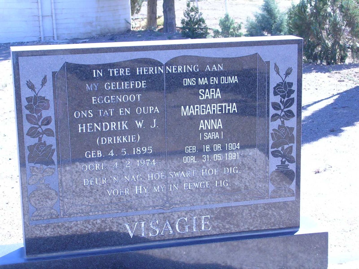 VISAGIE Hendrik W.J. 1895-1974 &amp; Sara Margaretha Anna 1904-1991