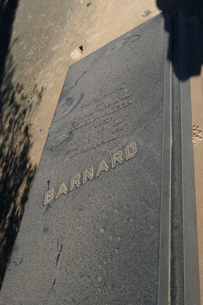 BARNARD Isabella Aletta nee WIESE 1889-1978