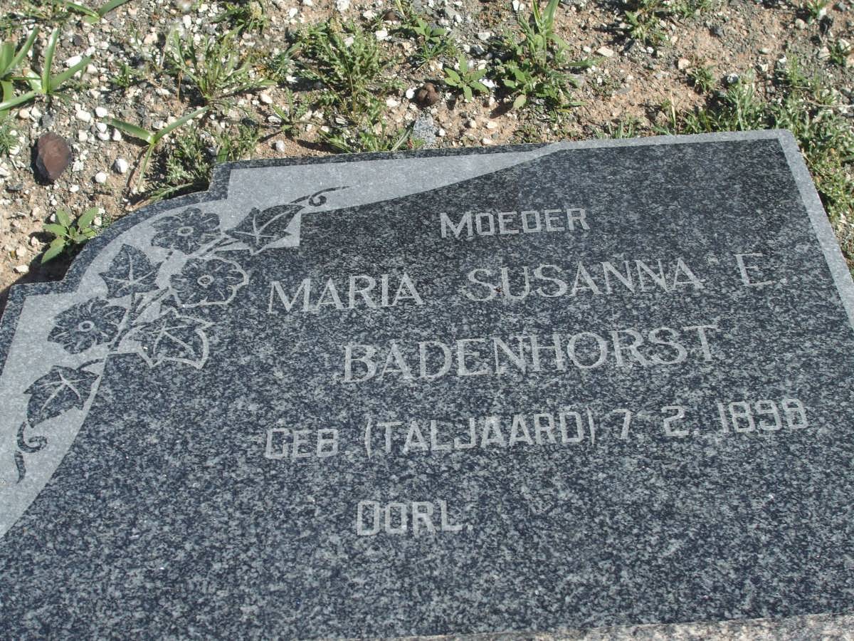 BADENHORST Maria Susanna nee TALJAARD 1899-