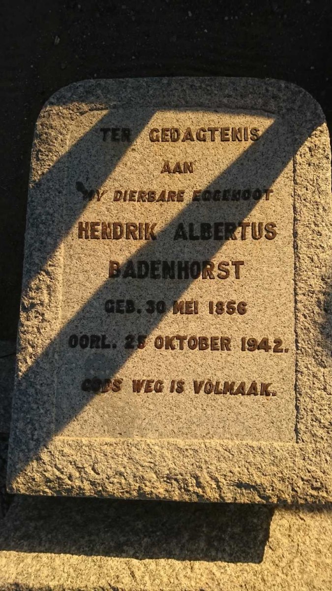 BADENHORST Hendrik Albertus 1856-1942