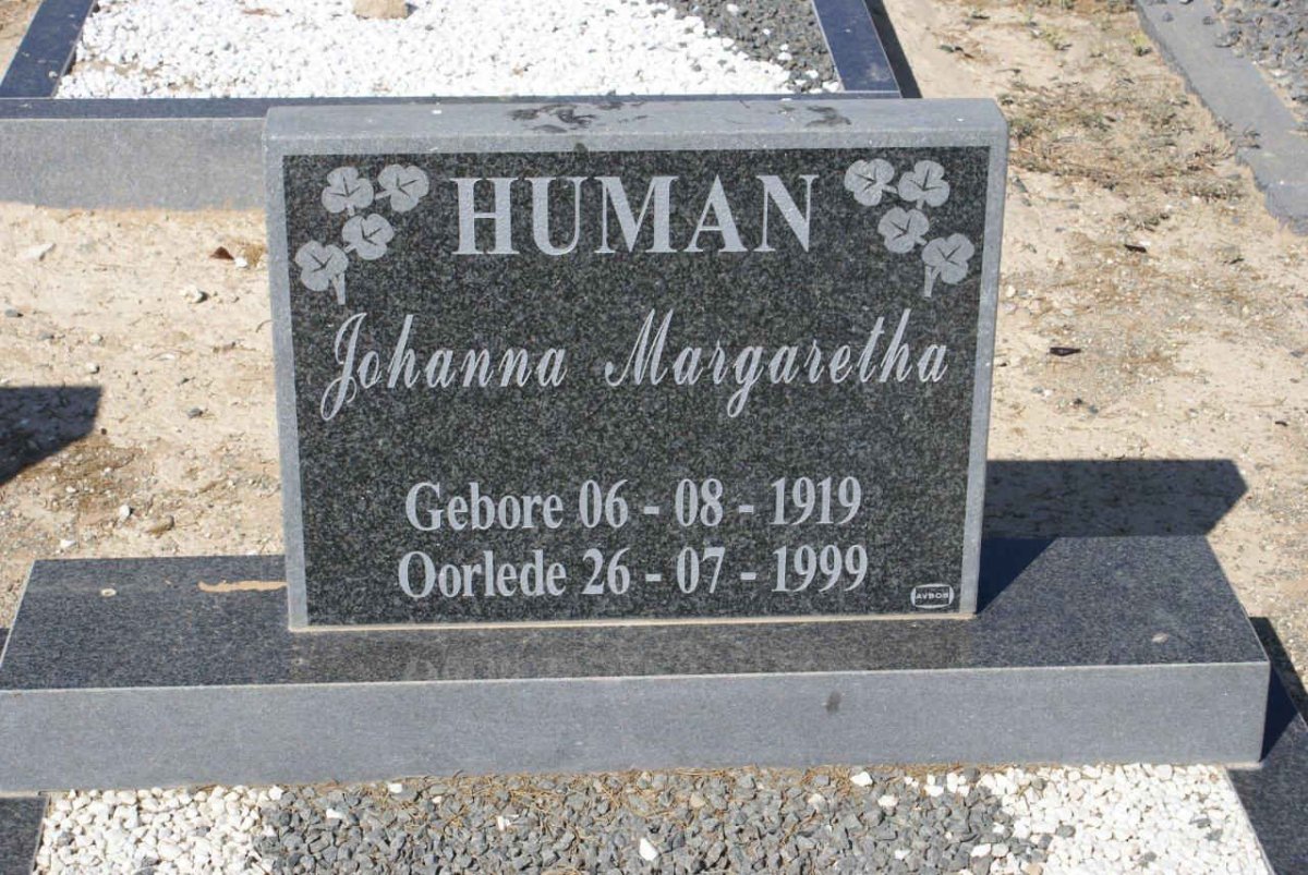 HUMAN Johanna Margaretha 1919-1999