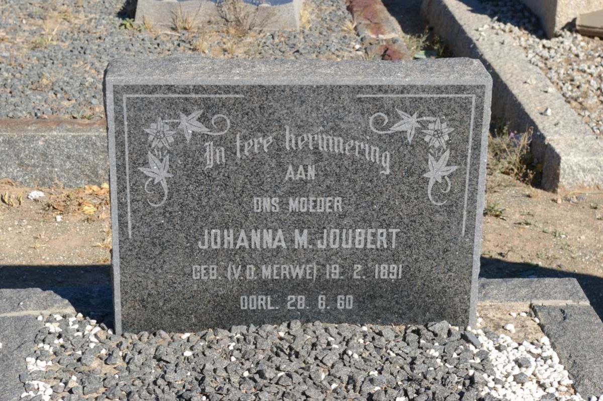 JOUBERT Johanna M. nee V.D. MERWE 1891-1960