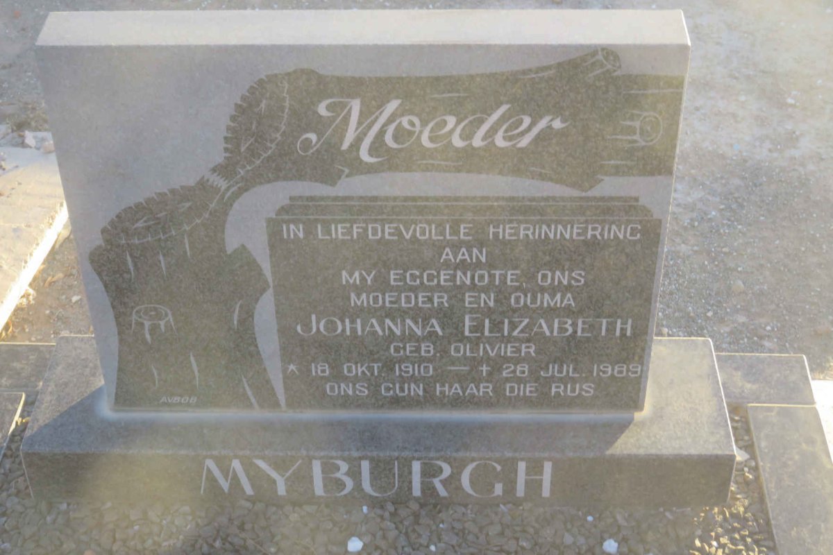 MYBURGH Siebert Jacobus 1909-1996 &amp; Johanna Elizabeth OLIVIER 1910-1989
