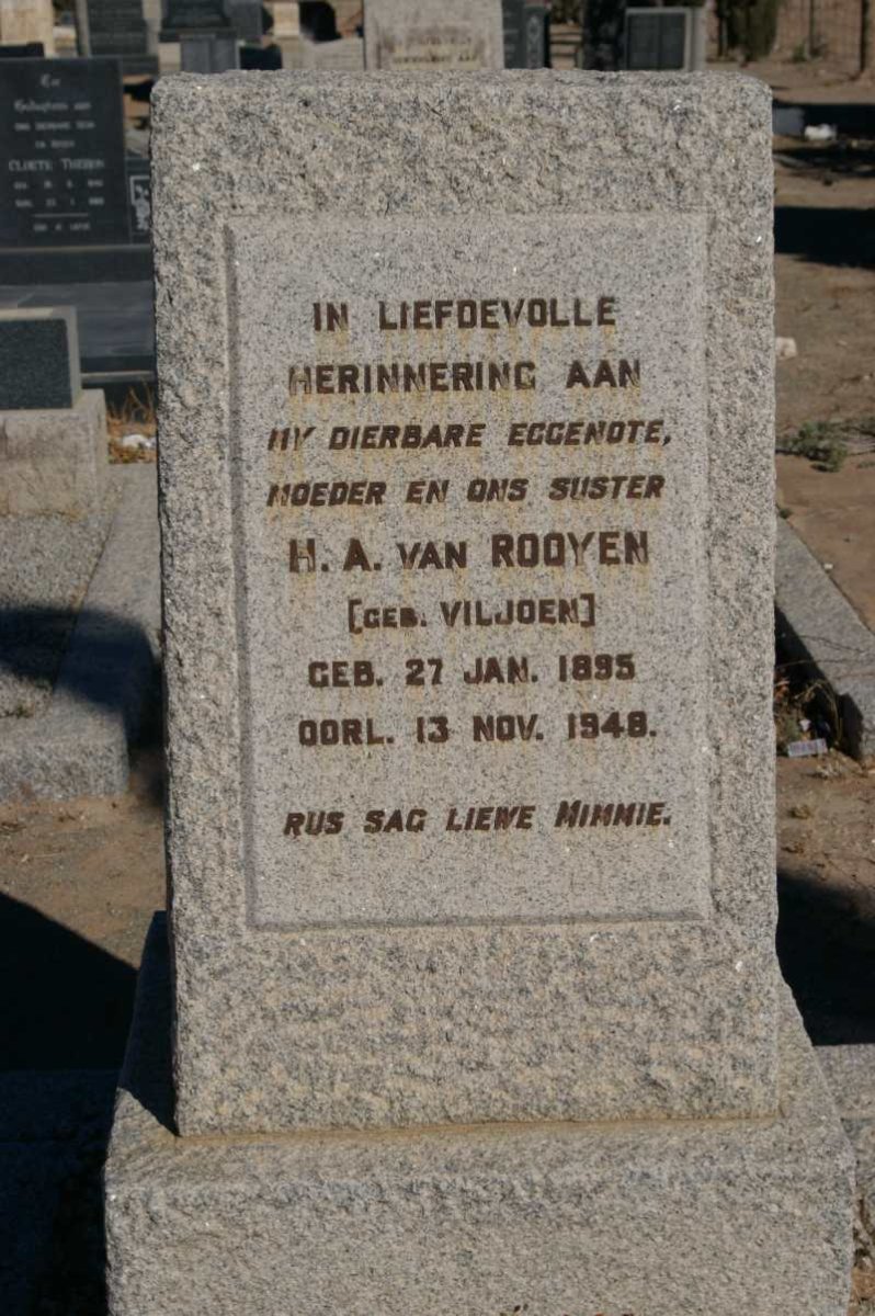 ROOYEN H.A., van nee VILJOEN 1895-1948