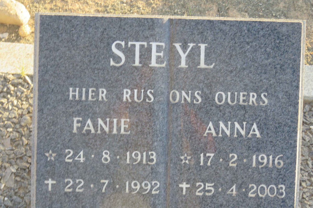 STEYL Fanie 1913-1992 &amp; Anna 1916-2003