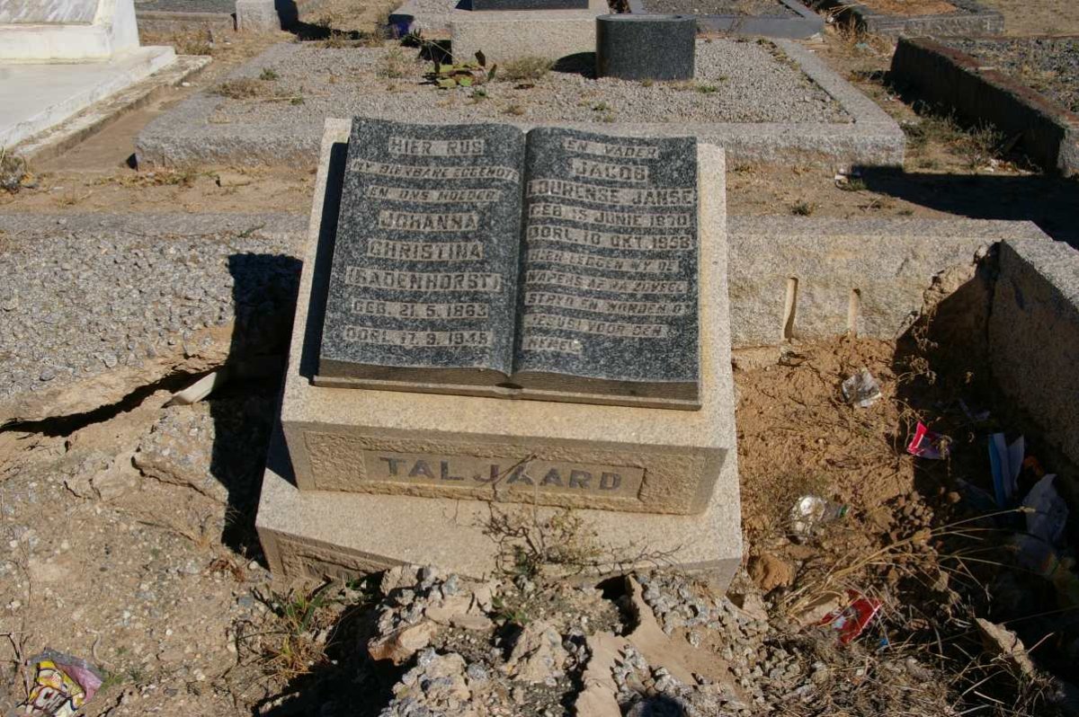 TALJAARD Jacob Lourense Janse 1870-1958 &amp; Johanna Christina BADENHORST 1863-1948