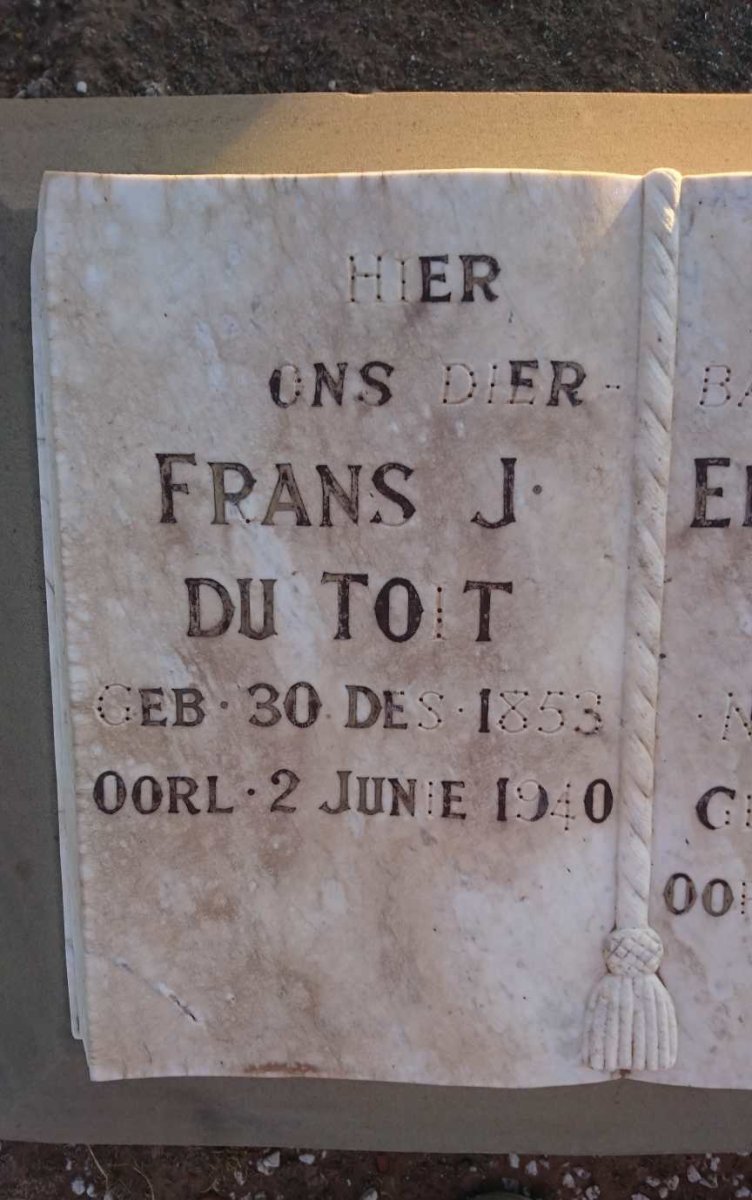 TOIT Frans J., du 1853-1940 &amp; Elizabeth J. VILJOEN 1857-1940