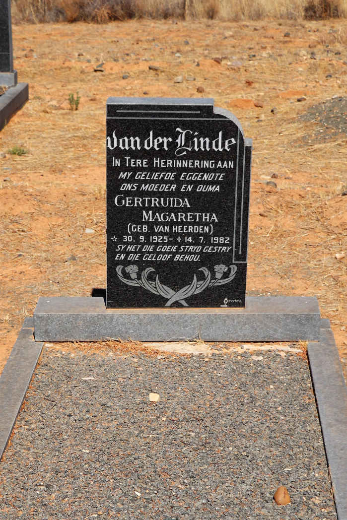 LINDE Gertruida Magaretha, van der nee VAN HEERDEN 1925-1982