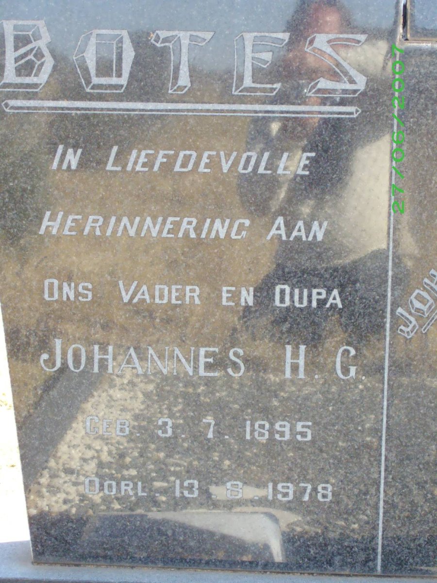 BOTES Johannes H.G. 1895-1978 &amp; Susara M.A.E. 1903-1973