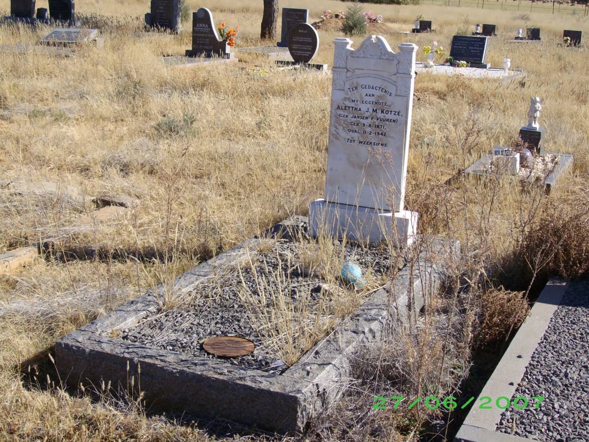 KOTZE Alettha J.M. nee JANSEN V. VUUREN 1871-1942