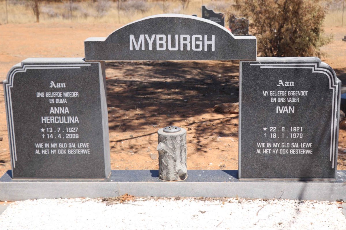 MYBURGH Ivan 1921-1979 &amp; Anna Herculina 1927-2009