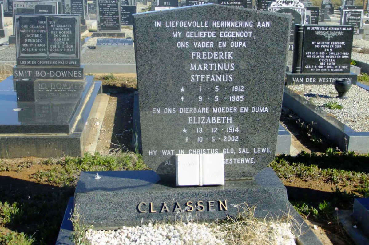 CLAASSEN Frederik Martinus Stefanus 1912-1985 &amp; Elizabeth 1914-2002