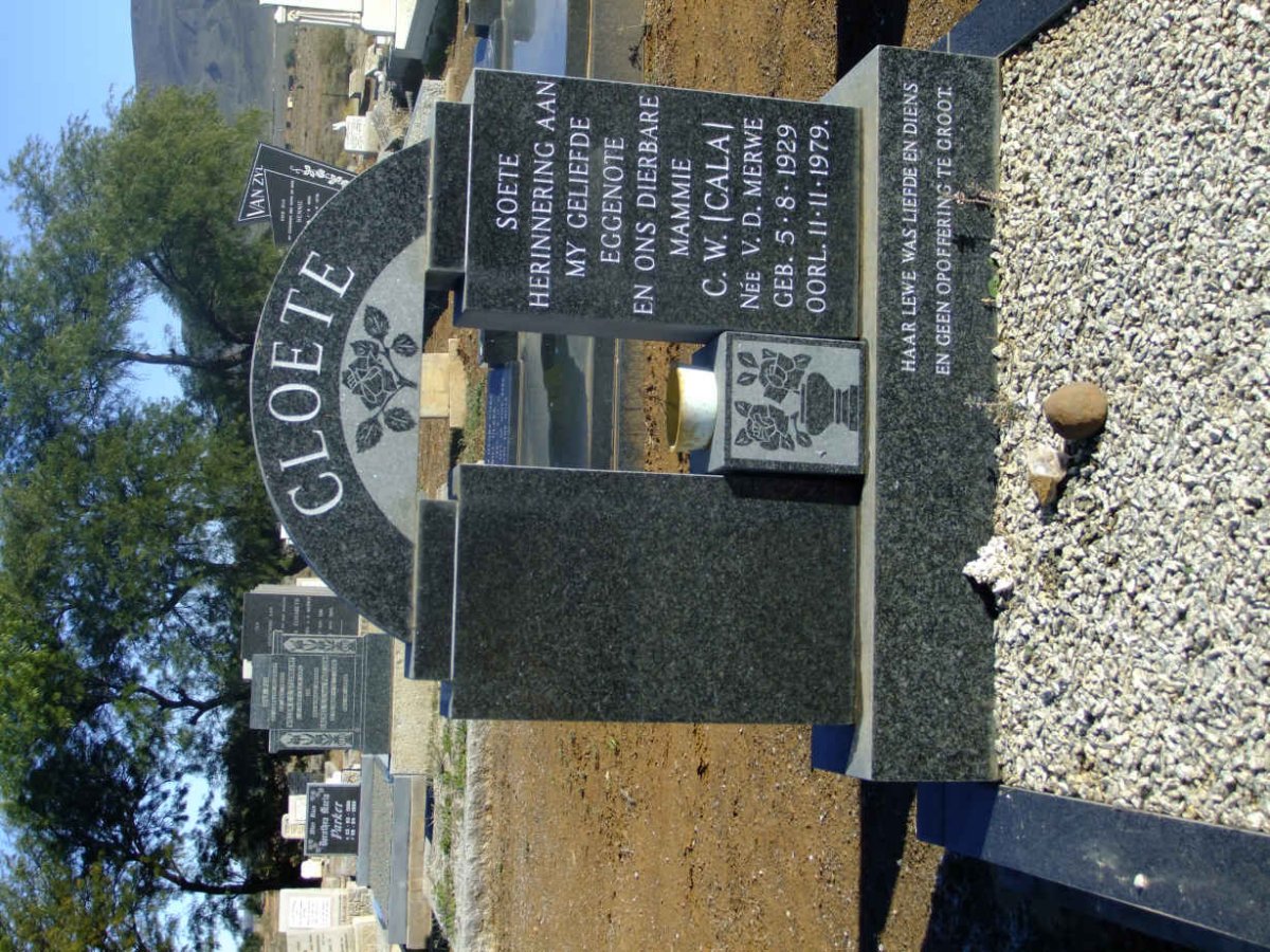 CLOETE C.W. nee V.D. MERWE 1929-1979