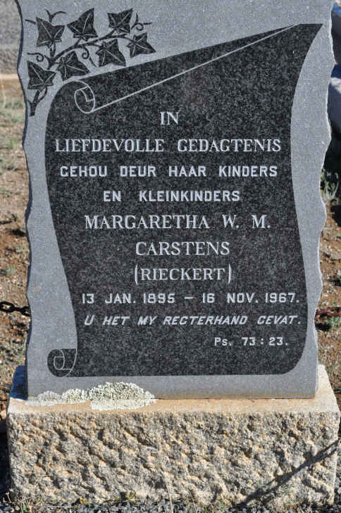 CARSTENS Margaretha W.M. nee RIECKERT 1895-1967