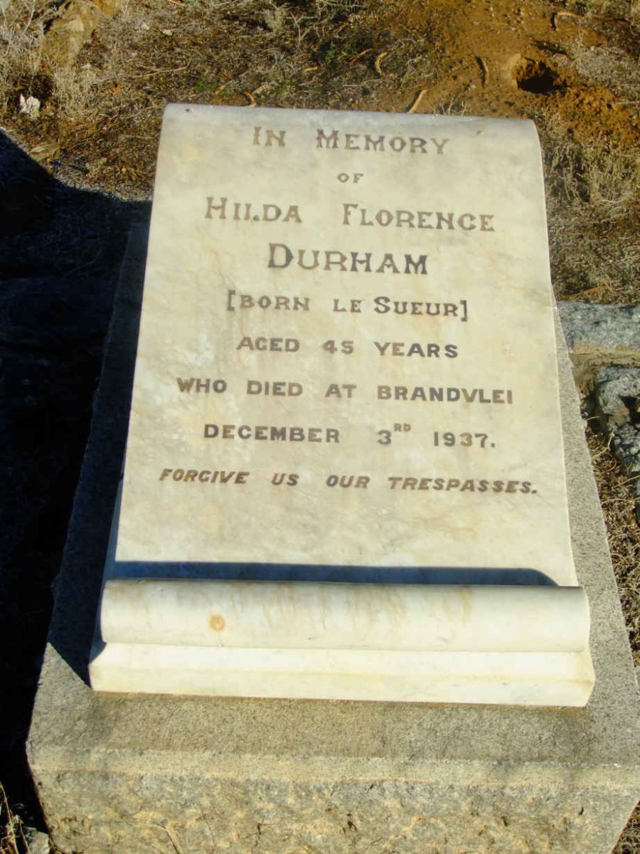 DURHAM Hilda Florence nee LE SUEUR -1937