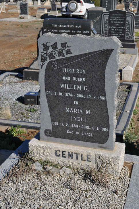 GENTLE Willem G. 1874-1961 &amp; Maria M. NEL 1884-1964