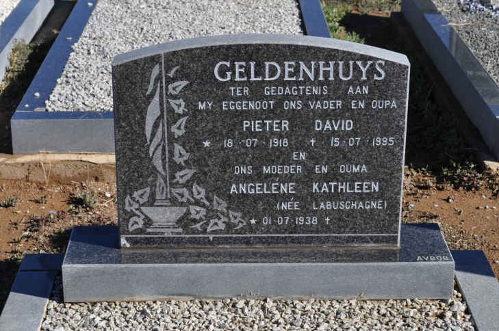 GELDENHUYS Pieter David 1918-1995 &amp; Angelene Kathleen LABUSCHAGNE 1938-