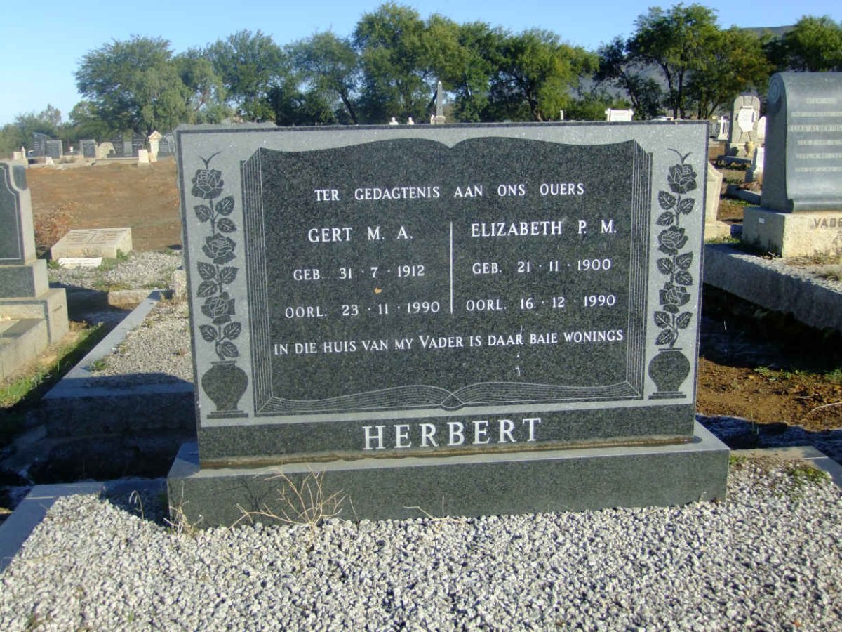 HERBERT Gert M.A. 1912-1990 &amp; Elizabeth P.M. 1900-1990
