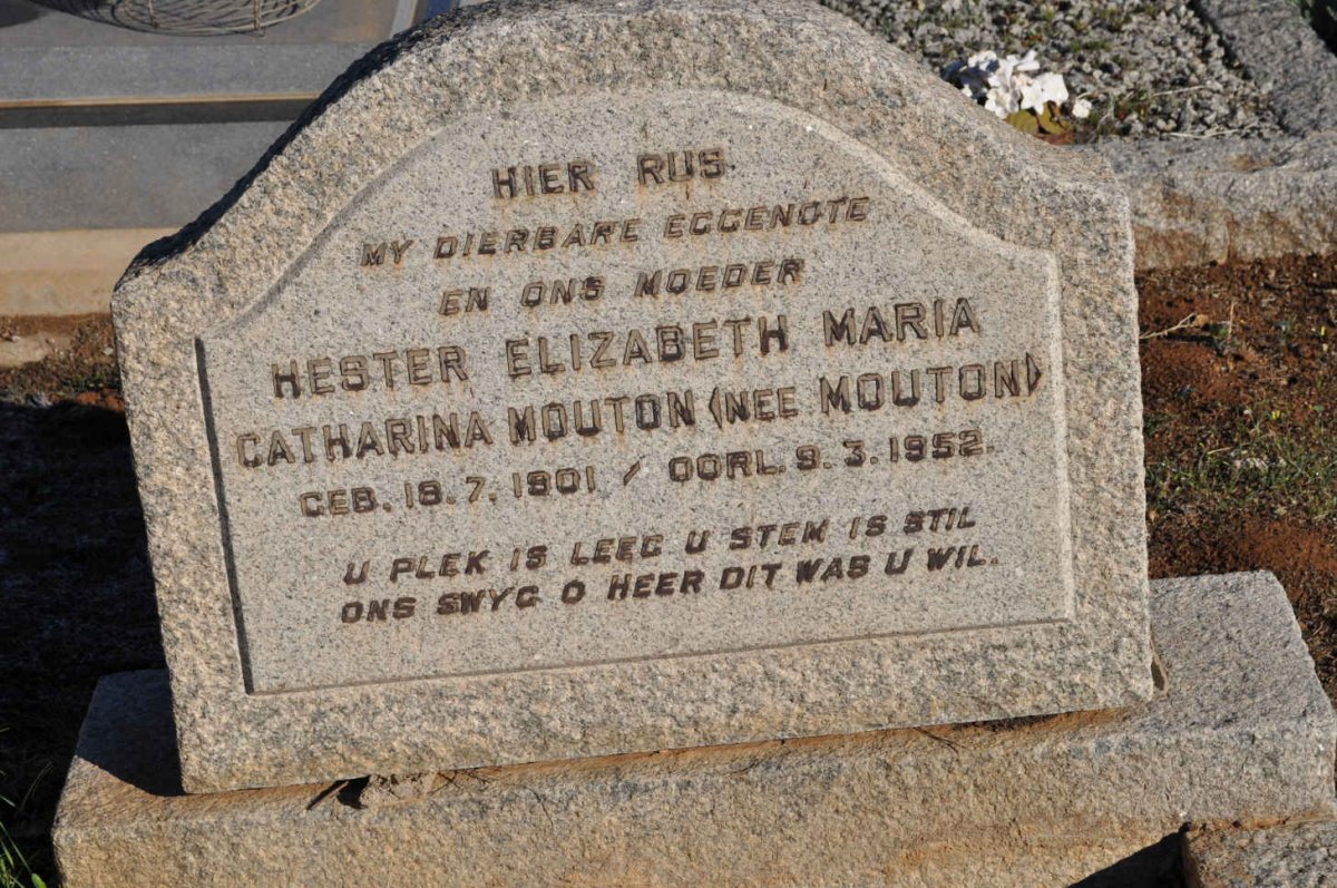 MOUTON Hester Elizabeth Maria Catharina nee MOUTON 1901-1952