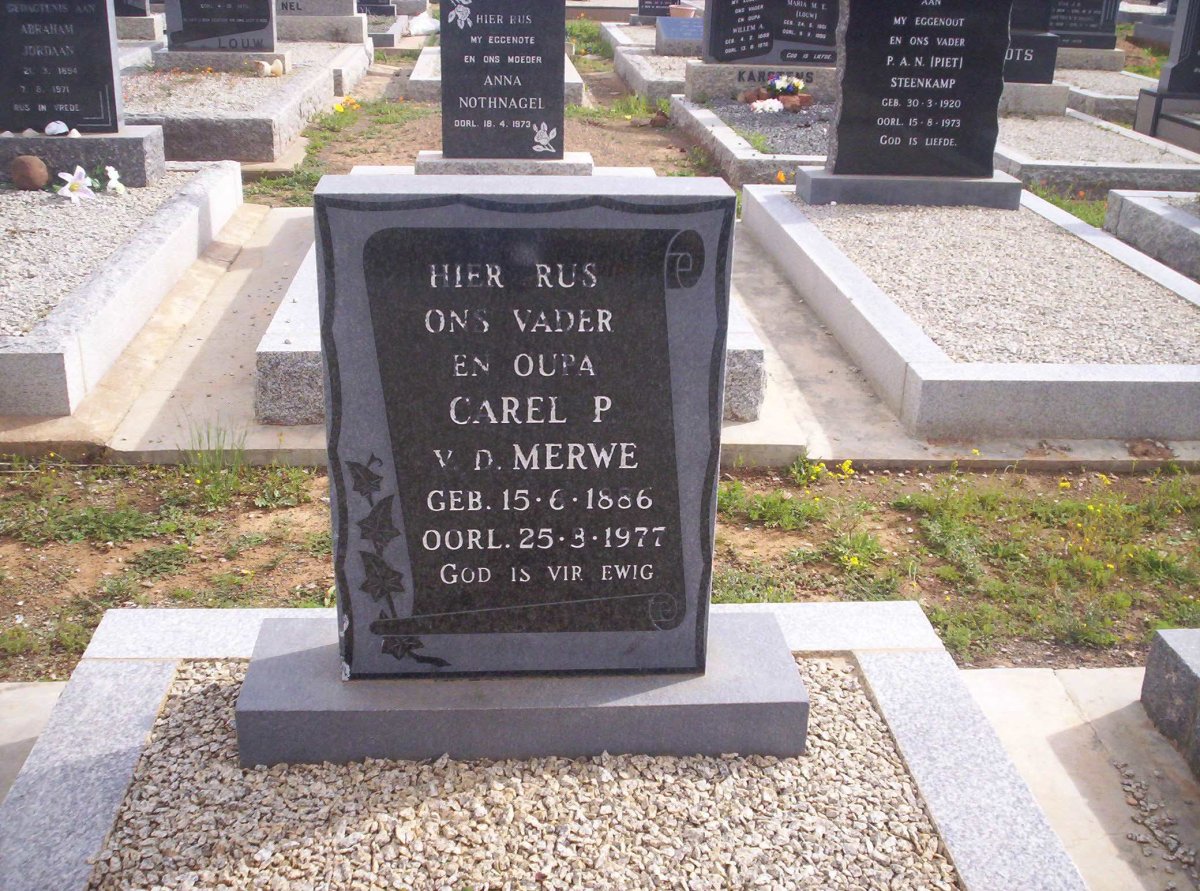 MERWE Carel P., v.d. 1886-1977