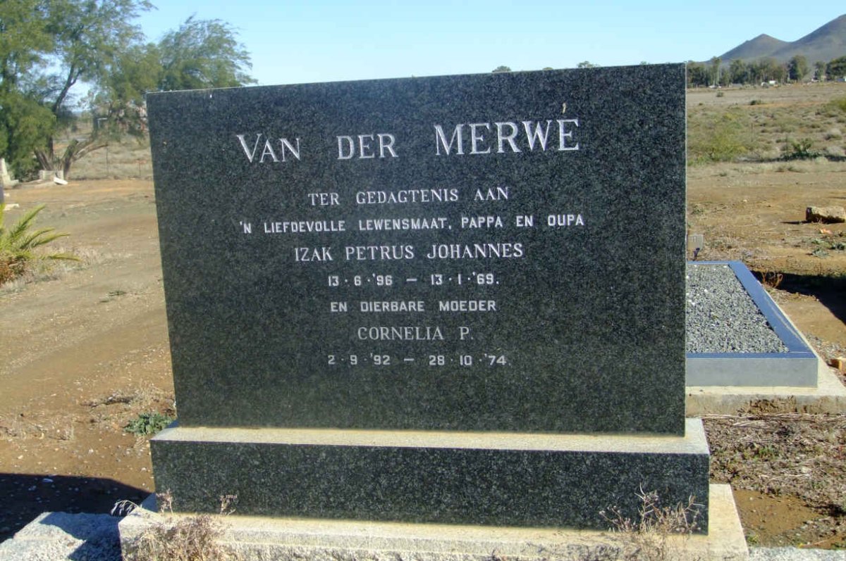 MERWE Izak Petrus Johannes, van der 1896-1969 &amp; Cornelia P. 1992-1974